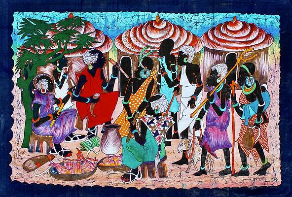 Vibrant Wall Art featuring the painting Batik 25 by Batiks