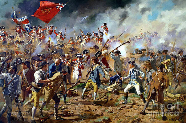 Wall Art featuring the painting Battle Of Bunker Hill by Antonios Valamontes
