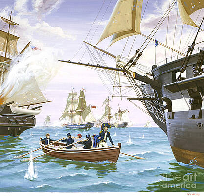 United States Wall Art featuring the painting Battle Of Lake Erie by Ed Vebell