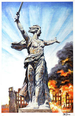 Wall Art featuring the painting Battle Of Stalingrad by David K Stone