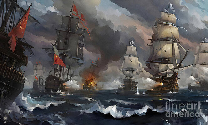 Historical Wall Art featuring the painting Battle Of The Crimean War 1853 by Antonios Valamontes