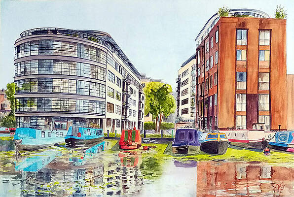Wall Art featuring the painting Battlebridge Basin Islington London UK by Francisco Gutierrez