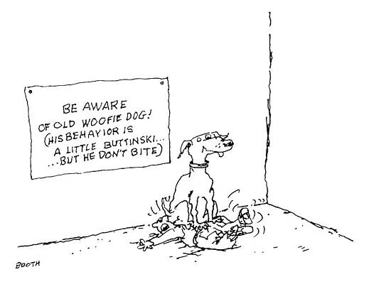 Friend Drawing - Be Aware Of Old Woofie Dog by George Booth