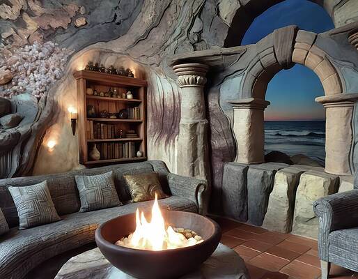 Cave-Like Cozy Living Room Wall Art
