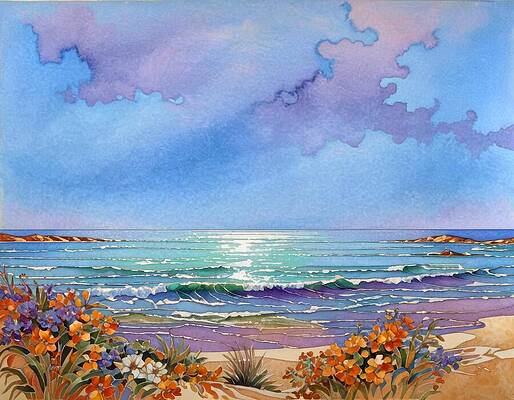 Reflection Digital Art - Beach Flowers by Eris And AI