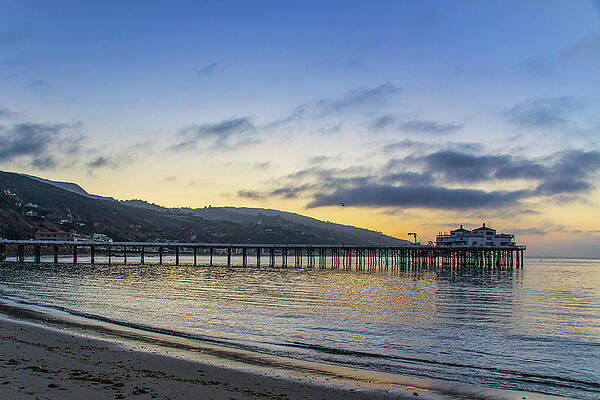 Wall Art featuring the photograph Beach Sunrise At Malibu Pier by Matthew DeGrushe