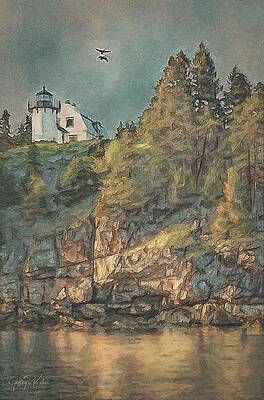 Lighthouse on a Rocky Cliff Wall Art
