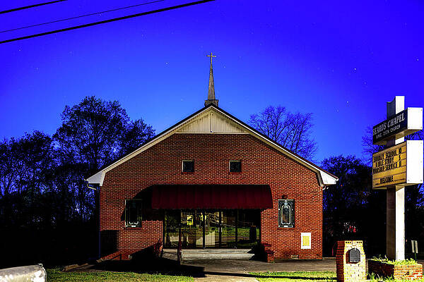 Brick Church Under Starry Sky Photograph