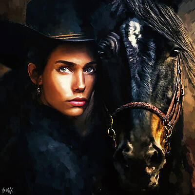 Woman Digital Art - Beautiful Horse Rider by Gradify Creations
