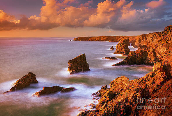 Dramatic Photograph - Bedruthan Steps Sunset, Cornwall, England by Neale And Judith Clark
