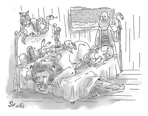 Pig Drawing - Bedtime On The Ark by Ellis Rosen and Jerald Lewis