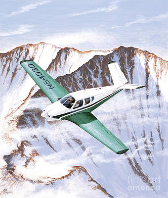 Airplane Wall Art featuring the painting Beechcraft Bonanza by Steve Ferguson
