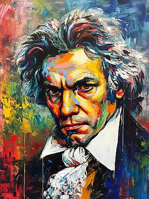 Portrait Painting - Beethoven Painted Portrait by Land of Dreams