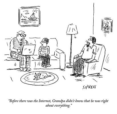 Dad Drawing - Before There Was The Internet by David Sipress