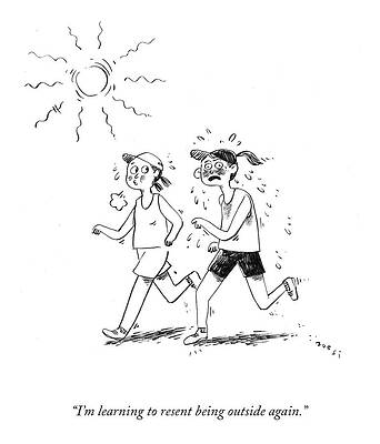 Sunshine Wall Art featuring the drawing Being Outside Again by Zoe Si