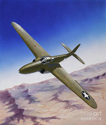 Airplane Wall Art featuring the painting Bell P-59 Airacomet by Steve Ferguson