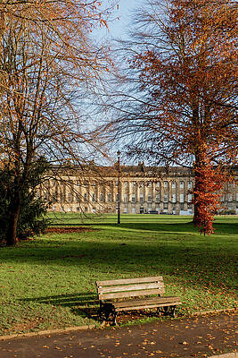 Sky Photograph - Bench At The Royal Cresent In Bath by Scott Lyons