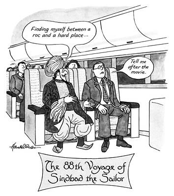 Whimsical Wall Art featuring the drawing Between A Roc And A Hard Place by JB Handelsman