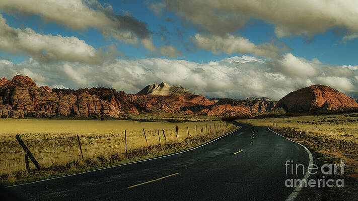 Scenic Drive Through Desert Landscape Wall Art