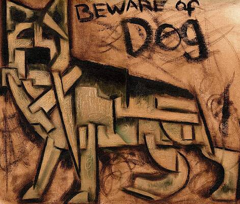 Dog Painting - Beware Of Dog Art Print by Tommervik