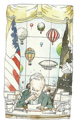 Balloon Wall Art featuring the painting Biden Beset By Balloons by Barry Blitt