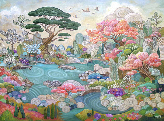 Colorful Whimsical Landscape Painting