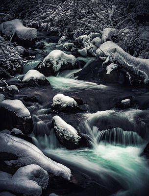 Moody Photograph - Big Cottonwood Creek And Snow, Utah - Vertical by Abbie Warnock