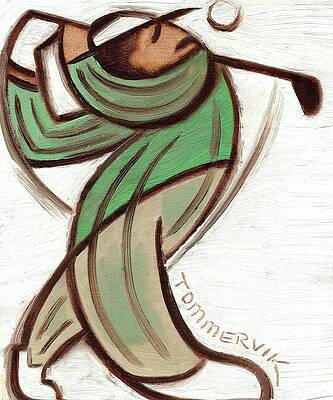Golf Painting - Big Golf Swing Art Print by Tommervik