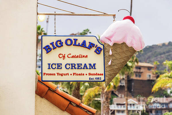 Wall Art featuring the photograph Big Olaf's Ice Cream Sign Catalina Island Photo by Paul Velgos