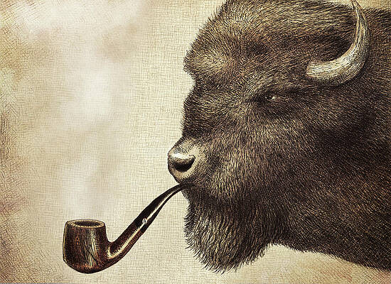 Buffalo with Smoking Pipe Wall Art