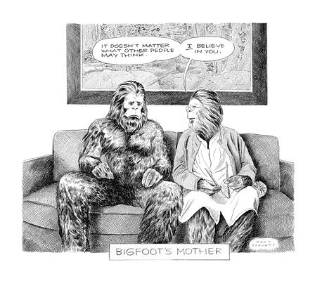 Bigfoot and Mother on the Couch Wall Art
