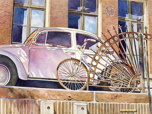 Wall Art featuring the painting Bike And Bug by Grant Nixon