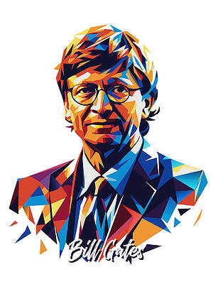 Motivational Digital Art - Bill Gates #1 In WPAP Pop Art by Vector Artnesia