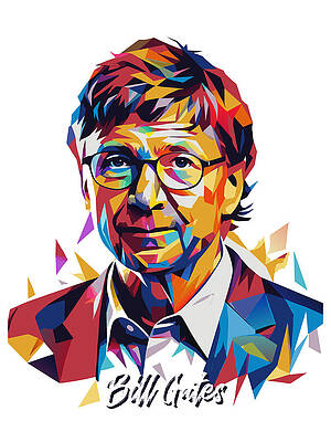 Motivational Digital Art - Bill Gates #2 In WPAP Pop Art by Vector Artnesia