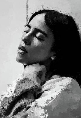 Serene Digital Art - Billie Eilish - BIRDS OF A FEATHER BW by Gradify Creations