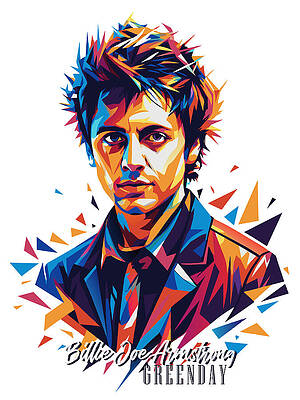 Vibrant Wall Art featuring the digital art Billie Joe Armstrong, Greenday #2 In WPAP Pop Art by Vector Artnesia
