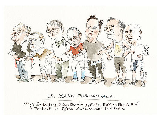 Billionaires Cartoon Parade Painting