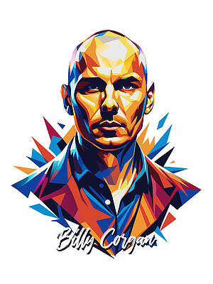 Vibrant Wall Art featuring the digital art Billy Corgan #1 In WPAP Pop Art by Vector Artnesia