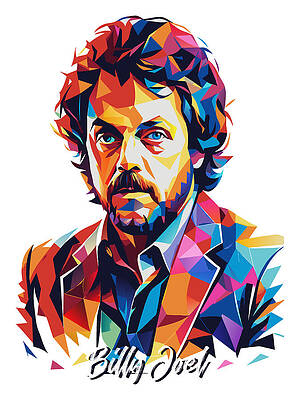 Vibrant Wall Art featuring the digital art Billy Joel #1 In WPAP Pop Art by Vector Artnesia