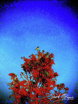 Bird Wall Art featuring the digital art Bird In Tree by David McKinney