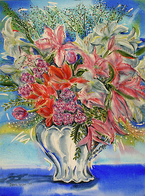 Vibrant Floral Bouquet in Vase Wall Art