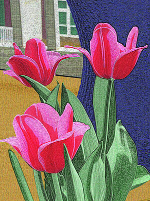 Spring Wall Art featuring the digital art Birthday Tulips by Rod Whyte