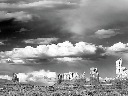 Wall Art featuring the photograph Black And White Monument Valley Sunset by Joe Schofield