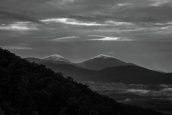 Wall Art featuring the photograph Black And White Mountaintop Clouds by Deb Beausoleil