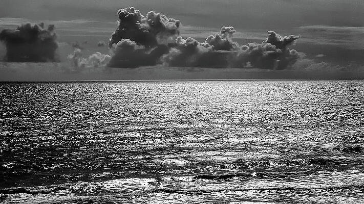 Sky Wall Art featuring the photograph Black And White Ocean Clouds by Louis Dallara