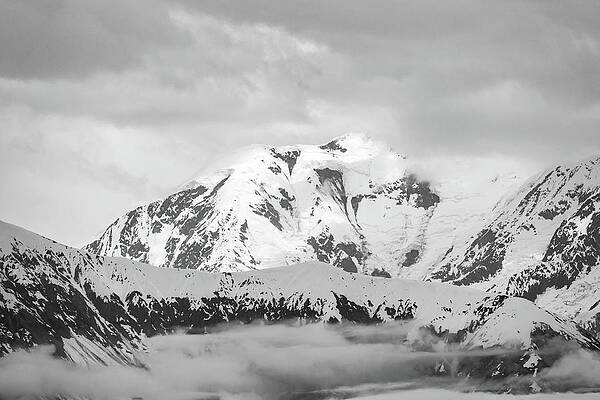 Wall Art featuring the photograph Black And White View Of The Mountains Above Hubbard Glacier by Steven Heap