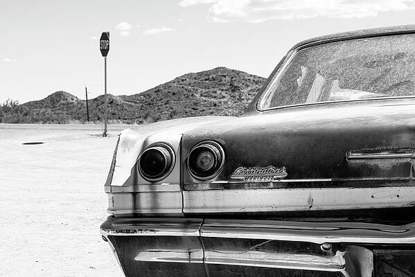 Arizona Wall Art featuring the photograph Black Arizona Series - Route 66 Chevrolet Carrington's Montrose by Philippe HUGONNARD