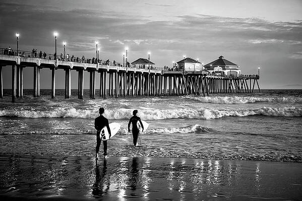 Collection Wall Art featuring the photograph Black California Series - Huntington Beach Surf City by Philippe HUGONNARD