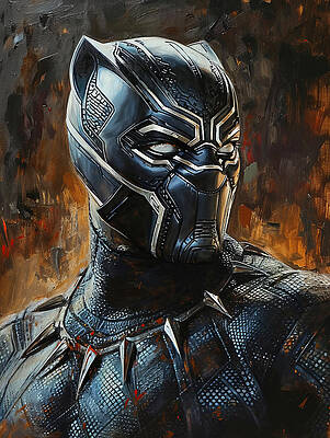 Portrait Painting - Black Panther by Land of Dreams