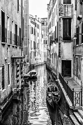 Collection Wall Art featuring the photograph Black Venice - Venetian Canal by Philippe HUGONNARD
